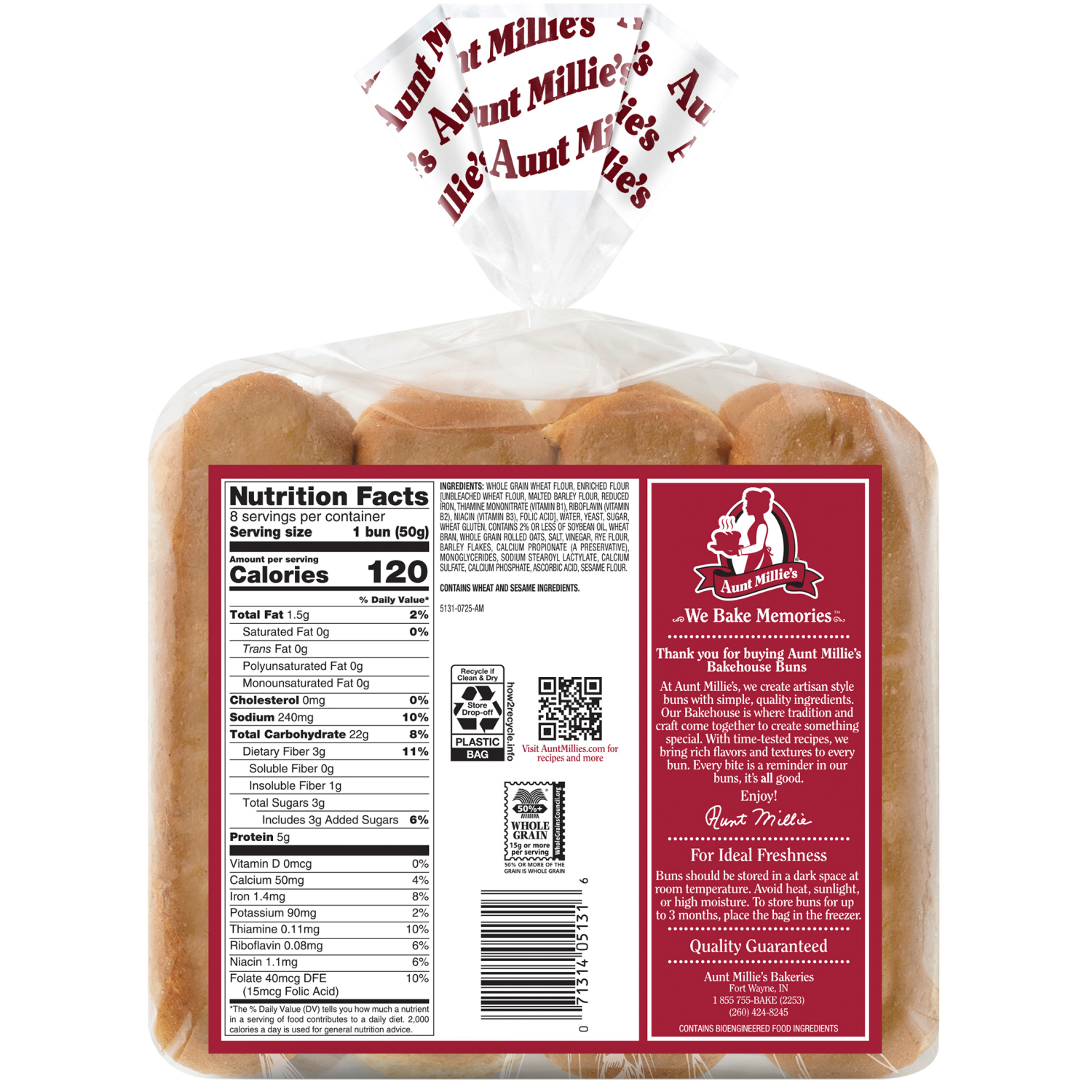 slide 2 of 8, Aunt Millie's Bakehouse Artisan Style Whole Grain Hot Dog Buns 8 ct, 8 ct