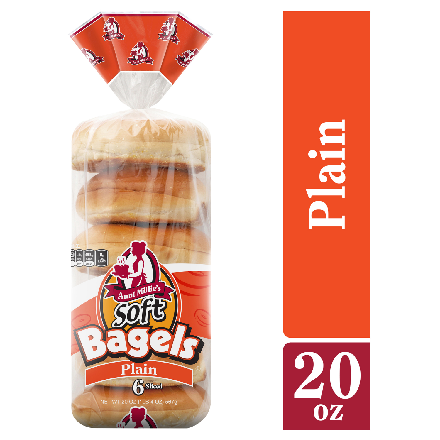 slide 1 of 5, Aunt Millie's Bagels, Plain, 20 oz