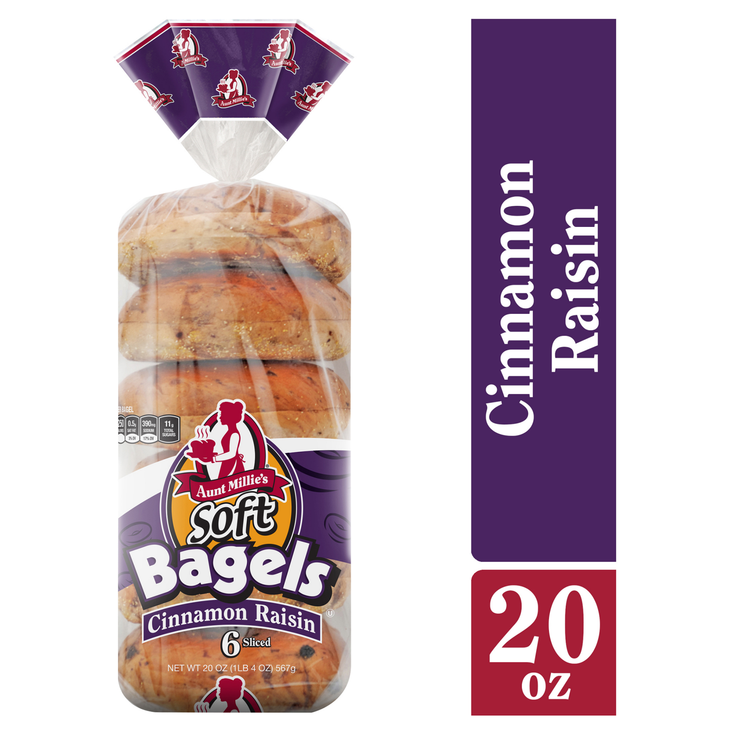 slide 1 of 5, Aunt Millie's Soft Cinnamon Raisin Bagels 6 ct, 6 ct