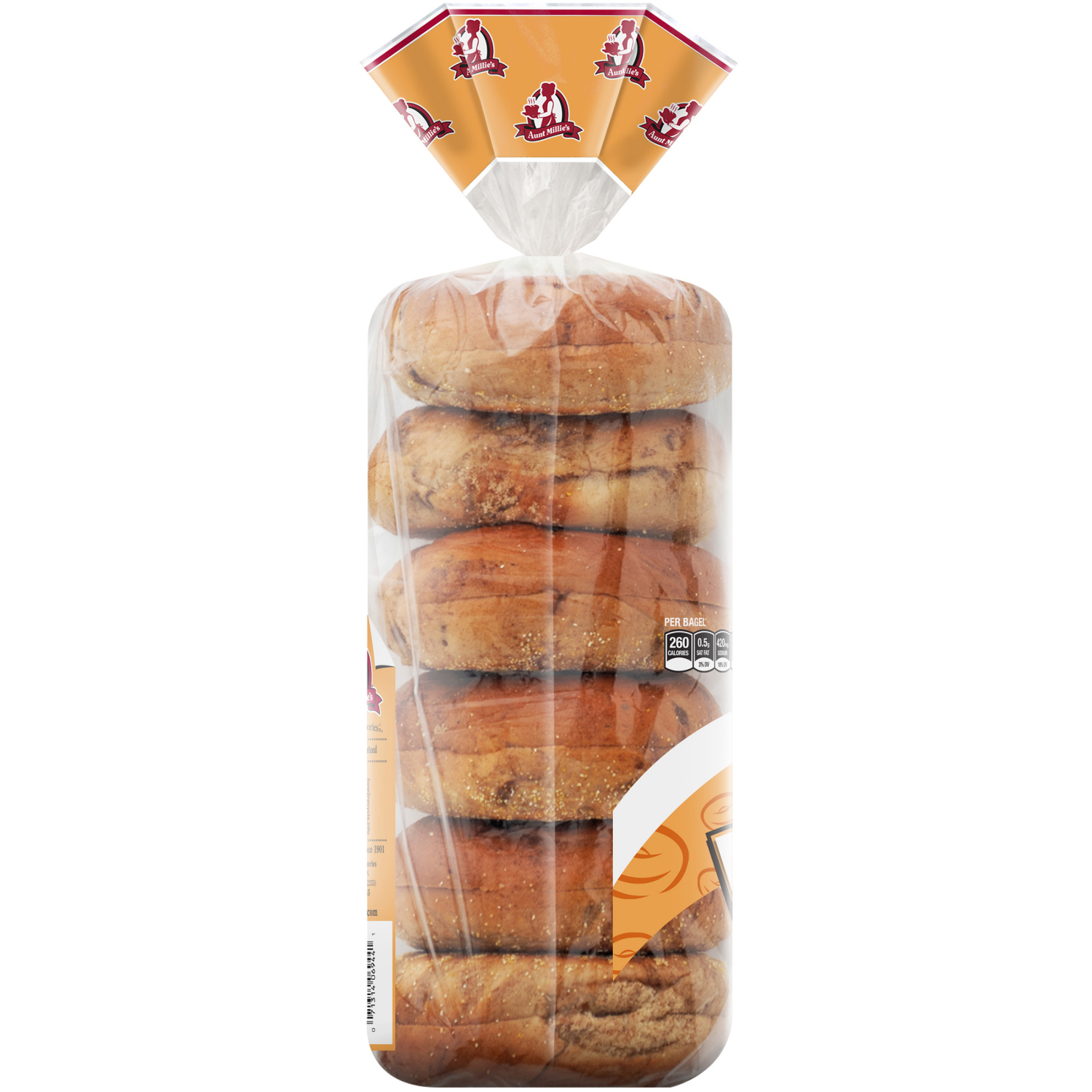 slide 2 of 5, Aunt Millie's Whole Grain Soft Sliced Brown Sugar Swirl Bagels 6 ea, 6 ct