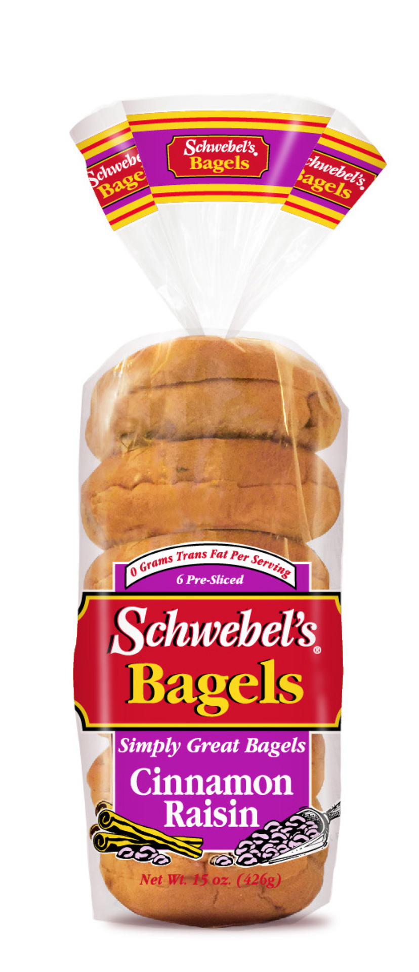 slide 1 of 1, Schwebel's Schwebels Cinnamon Raisin Bagel, 15 oz