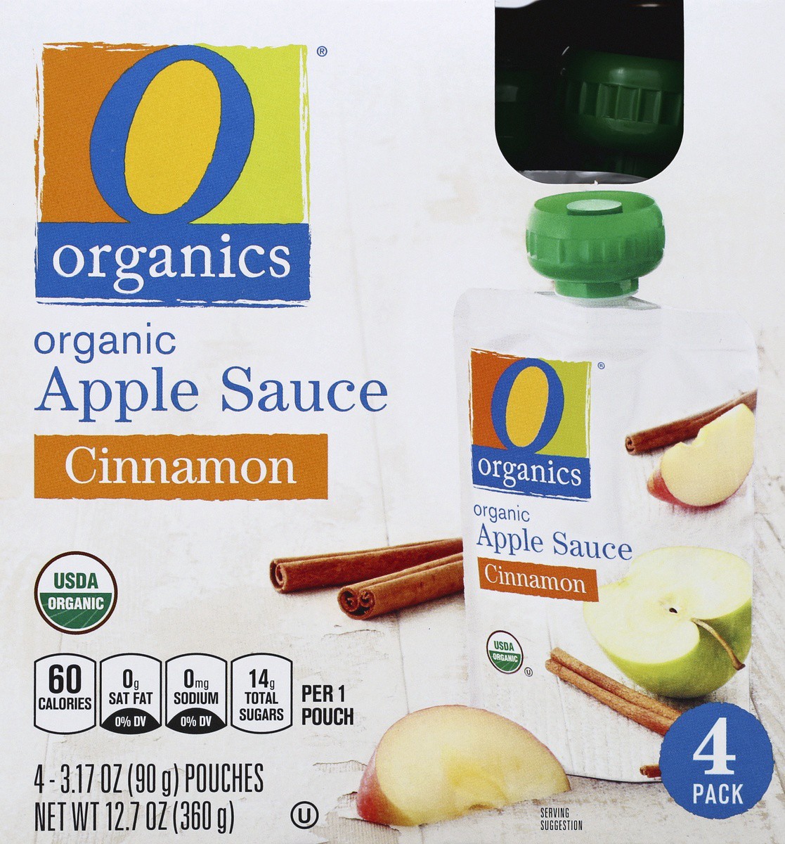 slide 2 of 4, O Organics Organic Apple Sauce Cinnamon Pouches, 4 ct; 3.17 oz