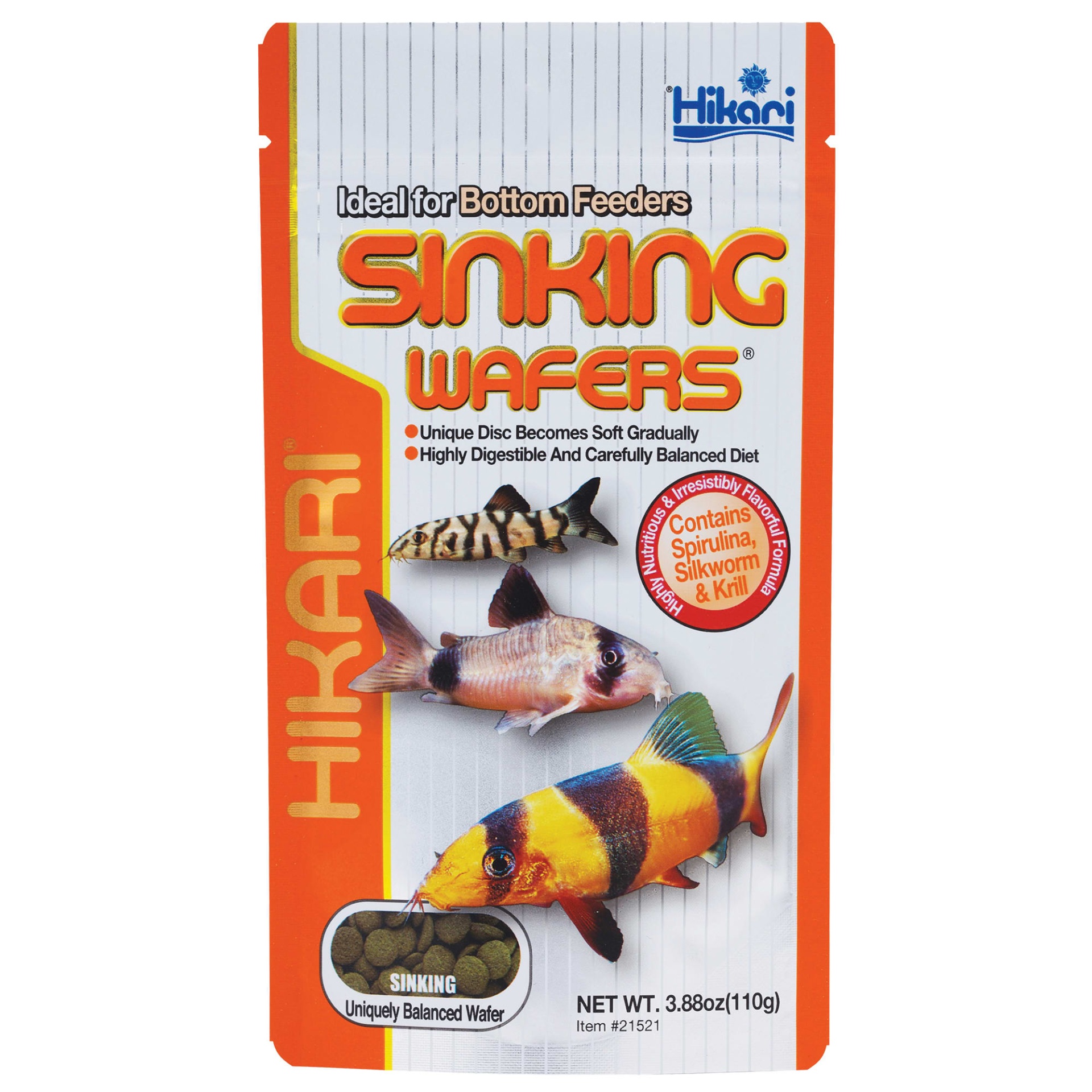 slide 1 of 1, Hikari Tropical Sinking Wafers for Catfish, Loaches & Bottom Feeders, 3.88 oz