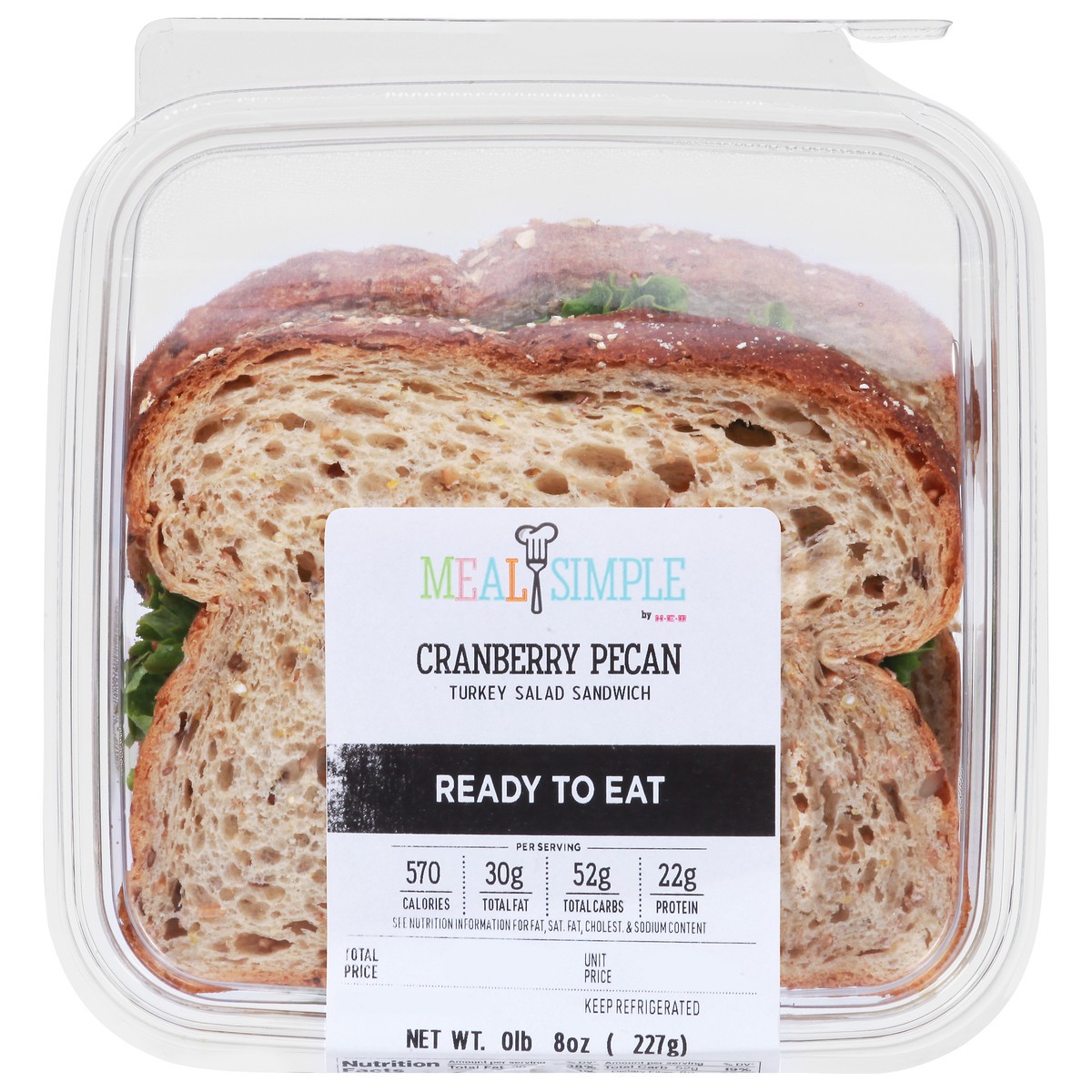 slide 7 of 13, H-E-B Cranberry Pecan Turkey Salad Sandwich, 1 ct