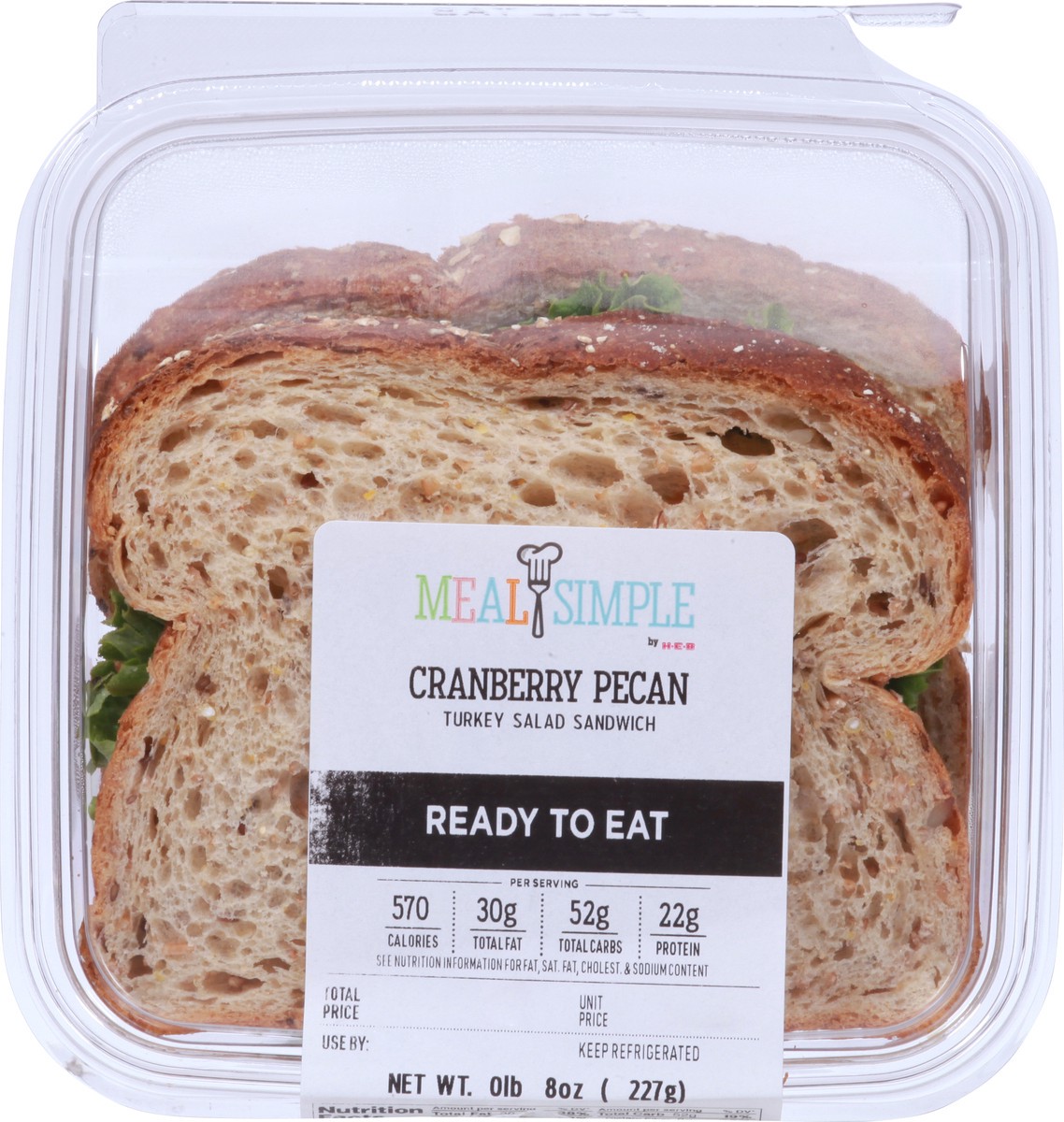 slide 8 of 13, H-E-B Cranberry Pecan Turkey Salad Sandwich, 1 ct