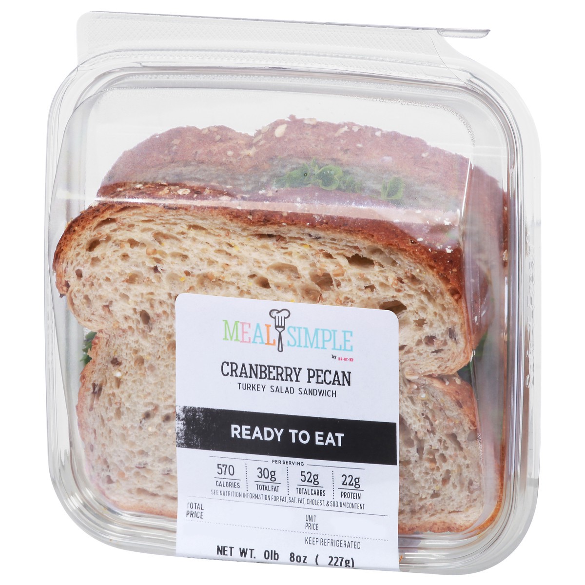 slide 10 of 13, H-E-B Cranberry Pecan Turkey Salad Sandwich, 1 ct