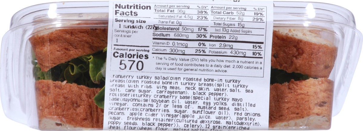 slide 2 of 13, H-E-B Cranberry Pecan Turkey Salad Sandwich, 1 ct