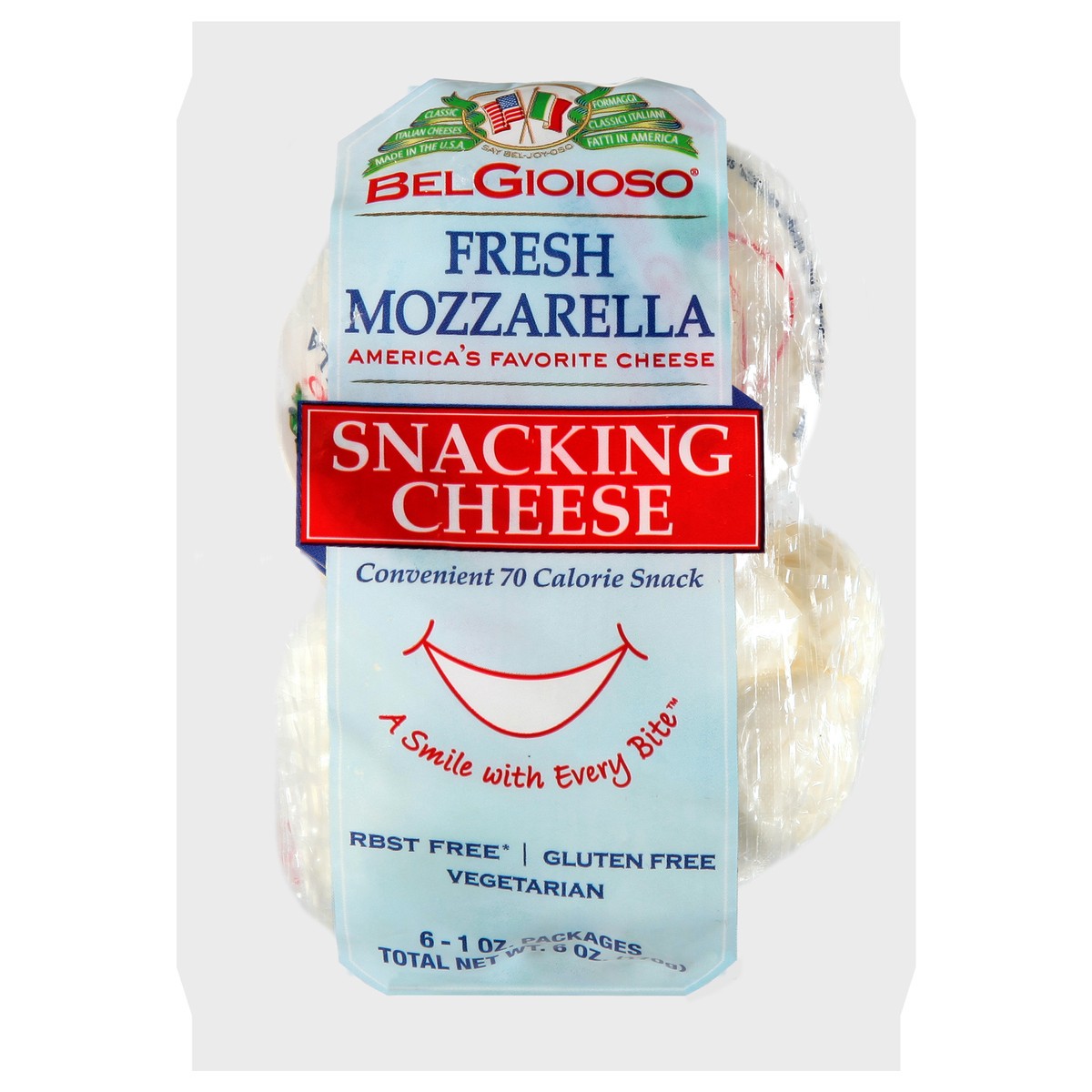 slide 1 of 9, BelGioioso Fresh Mozzarella Snacking Cheese 6 - 1 oz Packages, 6 ct