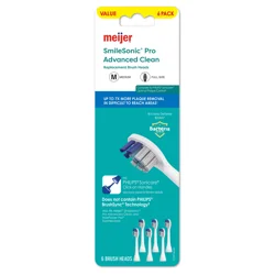 Meijer Smilesonic Pro Advanced Clean Replacement Brush Heads, 6 Count