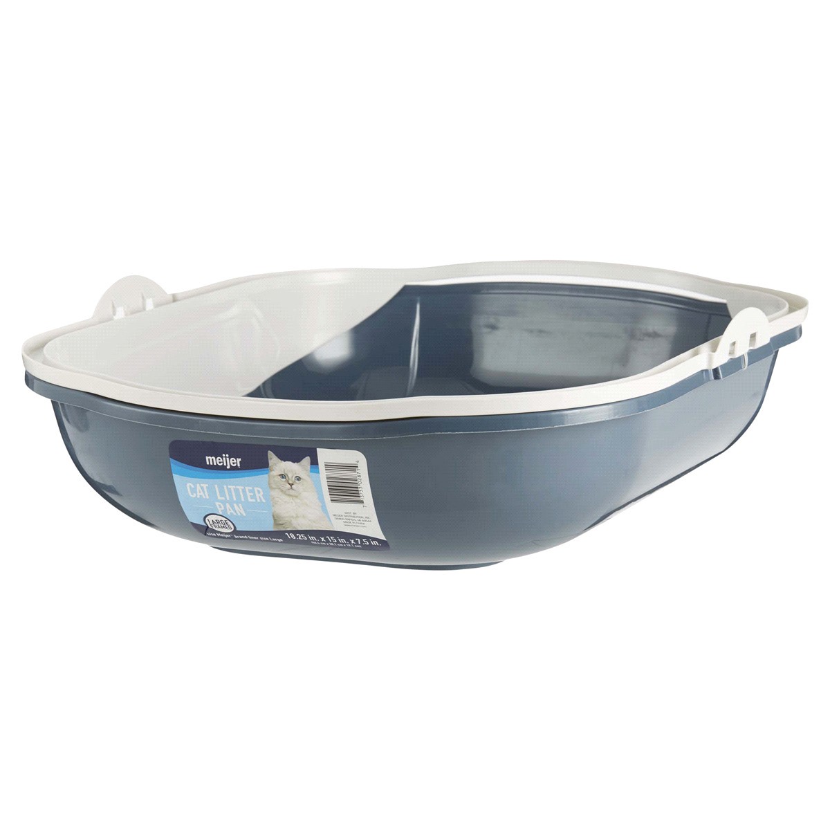 slide 1 of 1, Meijer Large Blue and White Framed Cat Litter Pan, LARGE     