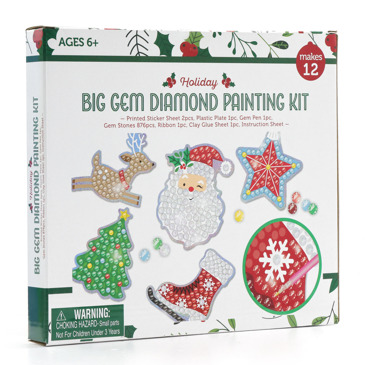 slide 3 of 3, Meijer Corporate Seasonal Mcs Big Gem Diamond Painting Kit, 2.55 In, 12 Count, 12 ct