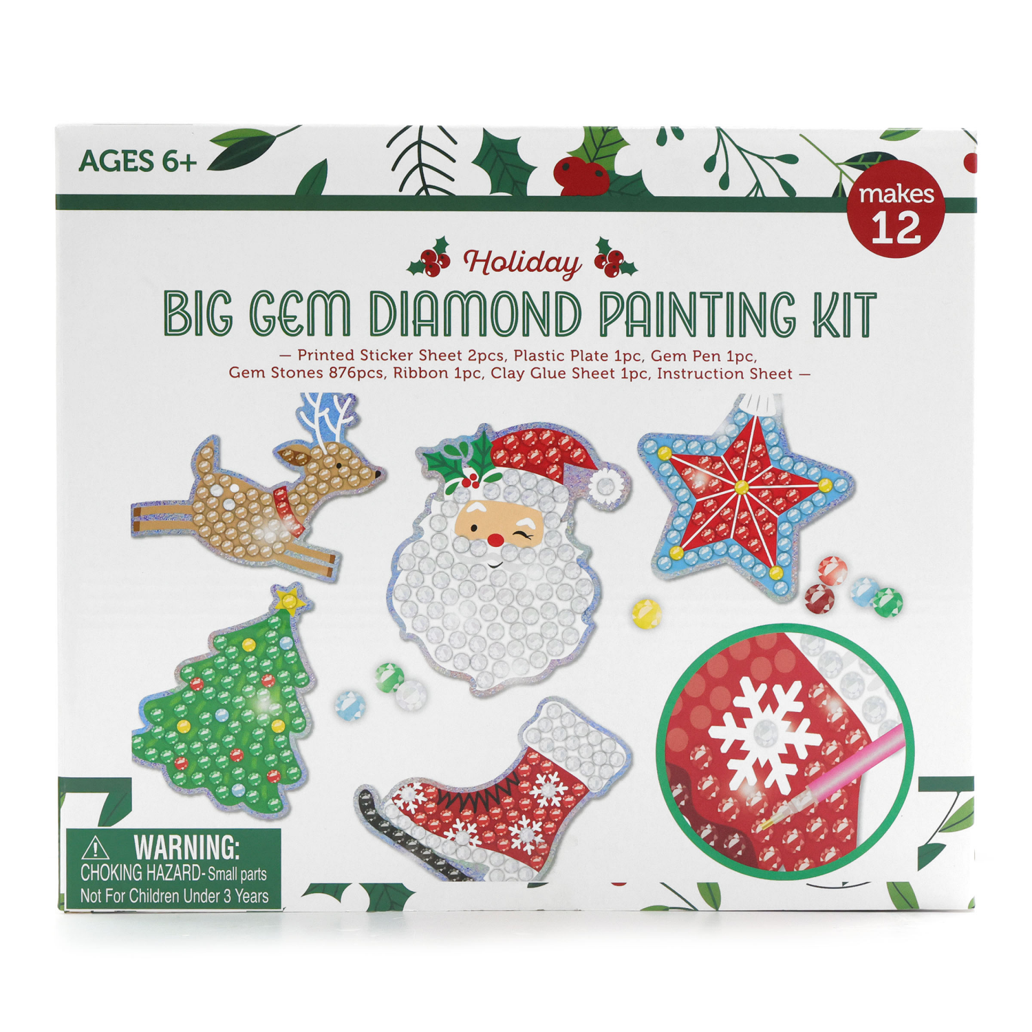slide 1 of 3, Meijer Corporate Seasonal Mcs Big Gem Diamond Painting Kit, 2.55 In, 12 Count, 12 ct