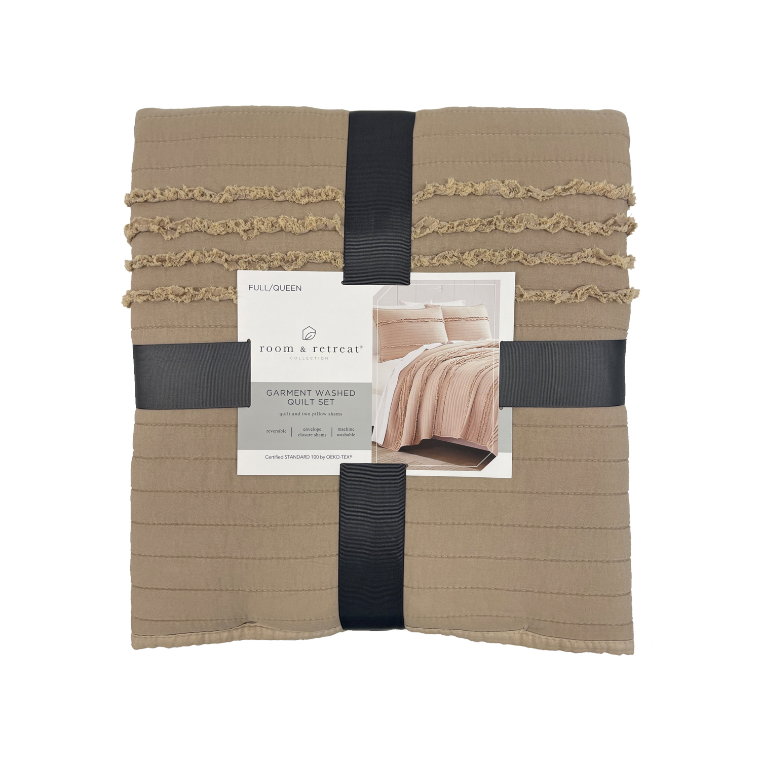 slide 1 of 4, Room & Retreat Raw Edge Mini Quilt Set King, 1 ct