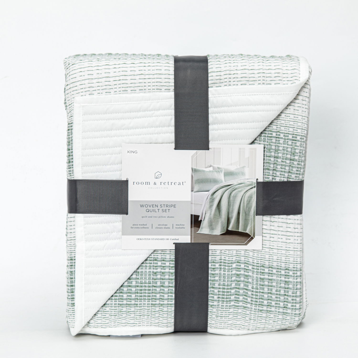 slide 1 of 3, Room & Retreat Dante Stripe Quilt Set King, 1 ct