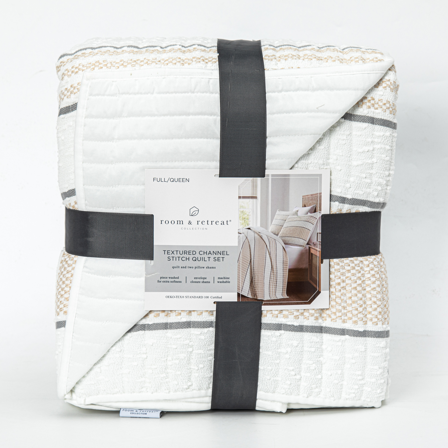 slide 1 of 4, Room & Retreat Cabana Woven Stripe Quilt Set Fq, 1 ct