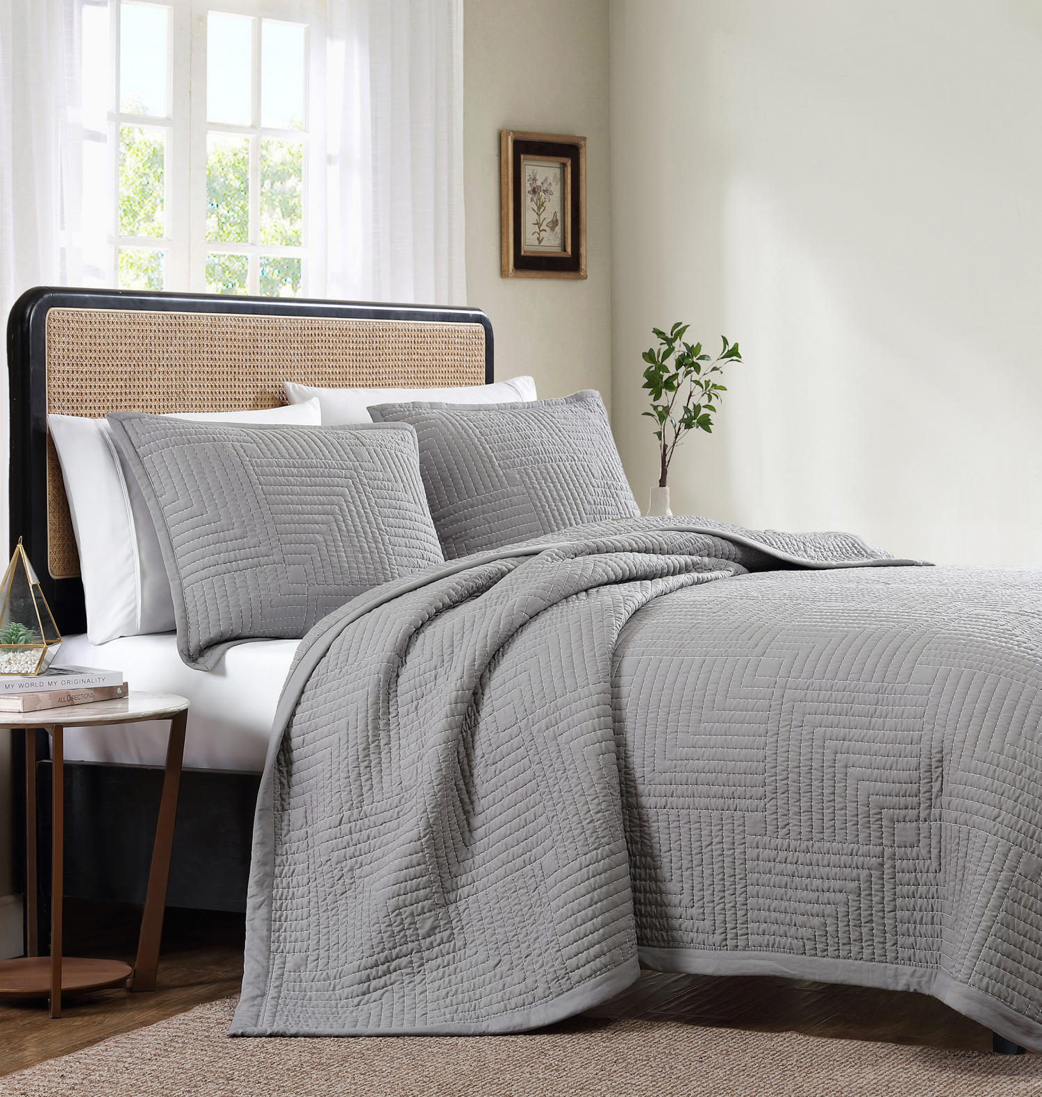 slide 3 of 4, ROOM & RETREAT HAMILTON QUILT SET GREY KING, 1 ct