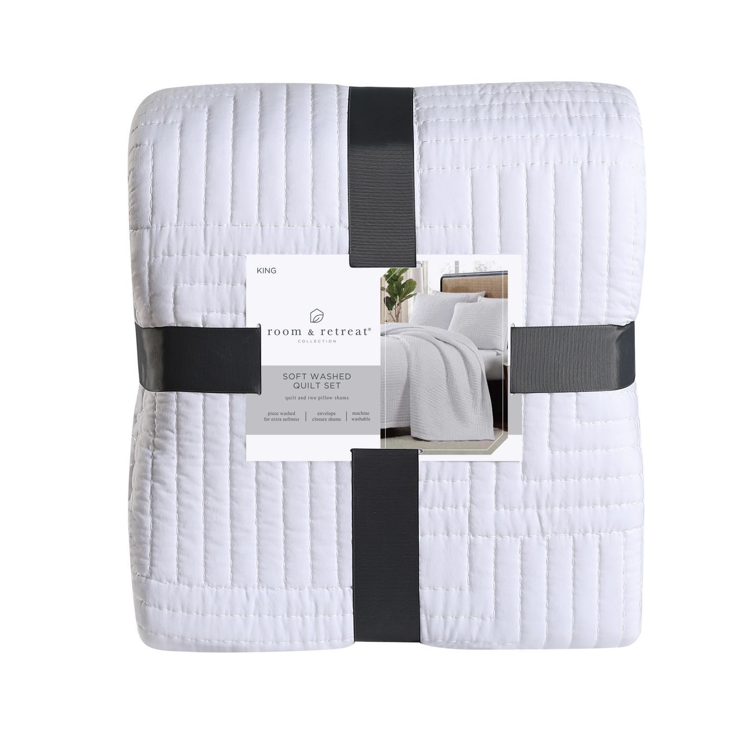 slide 1 of 4, Room & Retreat Soft Washed Quilt Set King, 1 ct