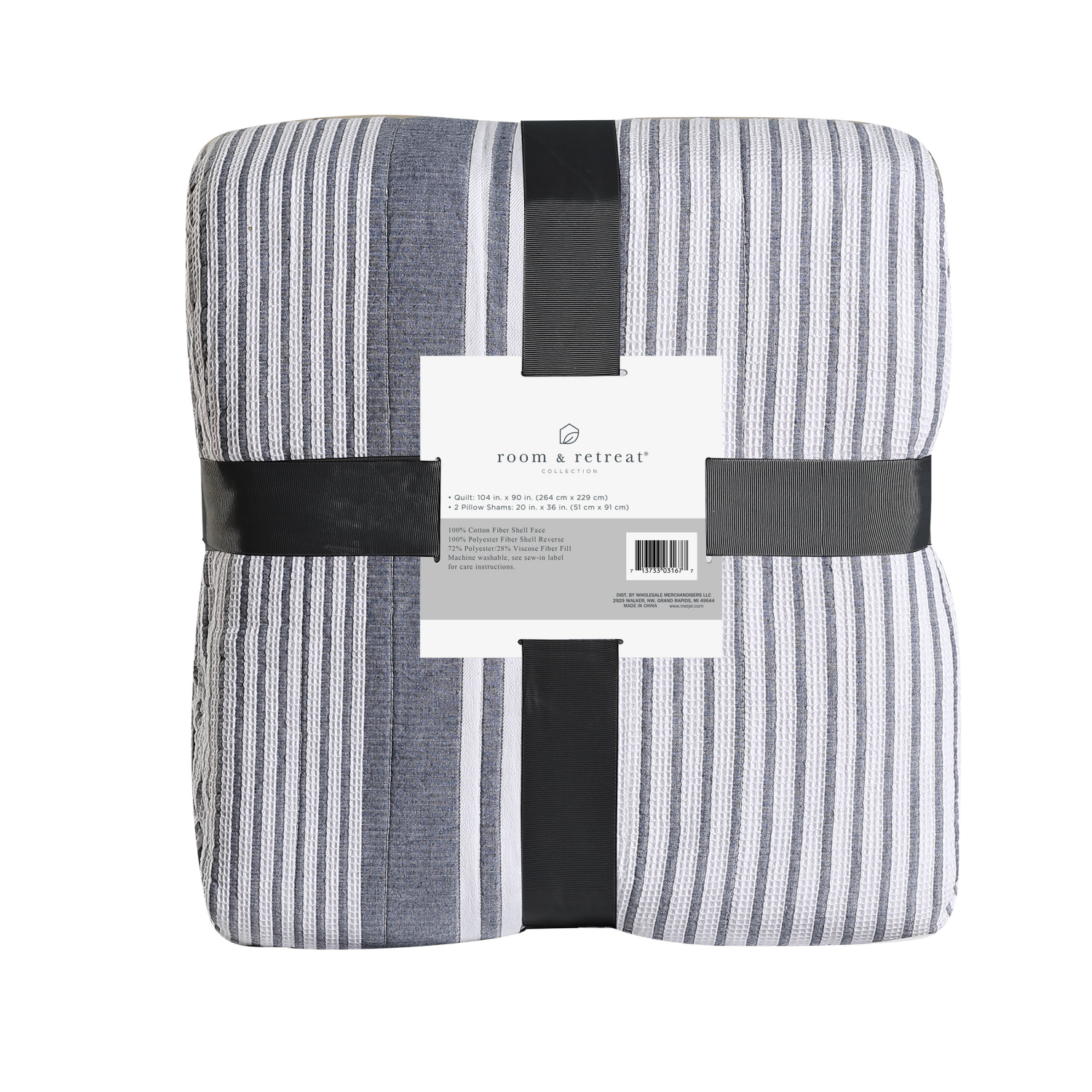 slide 2 of 4, Room & Retreat Waffle Stripe Quilt Set King, 1 ct