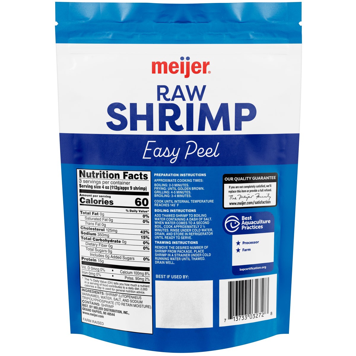 slide 5 of 5, Meijer Raw Shrimp 26/30 EZ Peel, 12 oz
