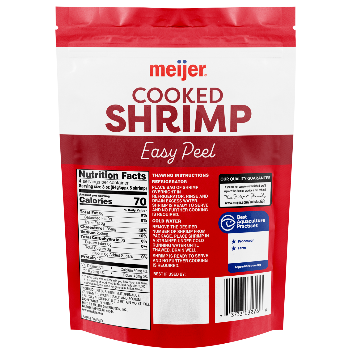 slide 2 of 2, Meijer Cooked Shrimp 26/30 EZ Peel, 12 oz