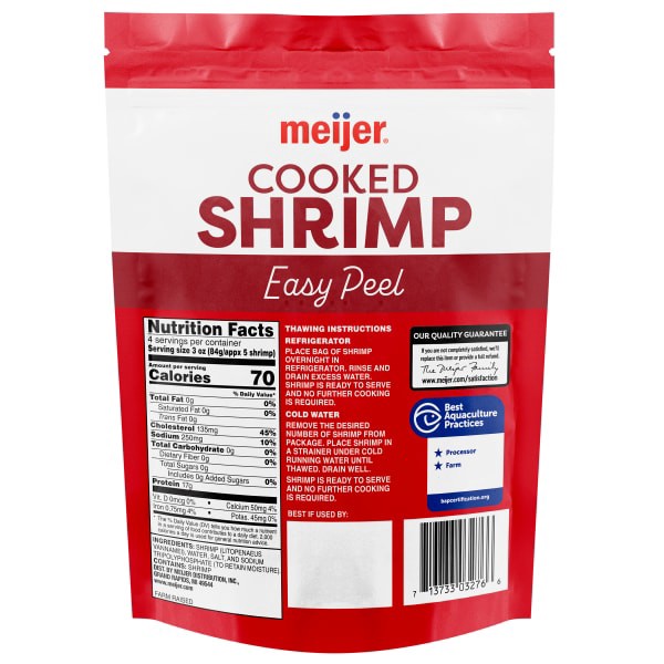 slide 4 of 5, Meijer Cooked Shrimp 26/30 EZ Peel, 12 oz