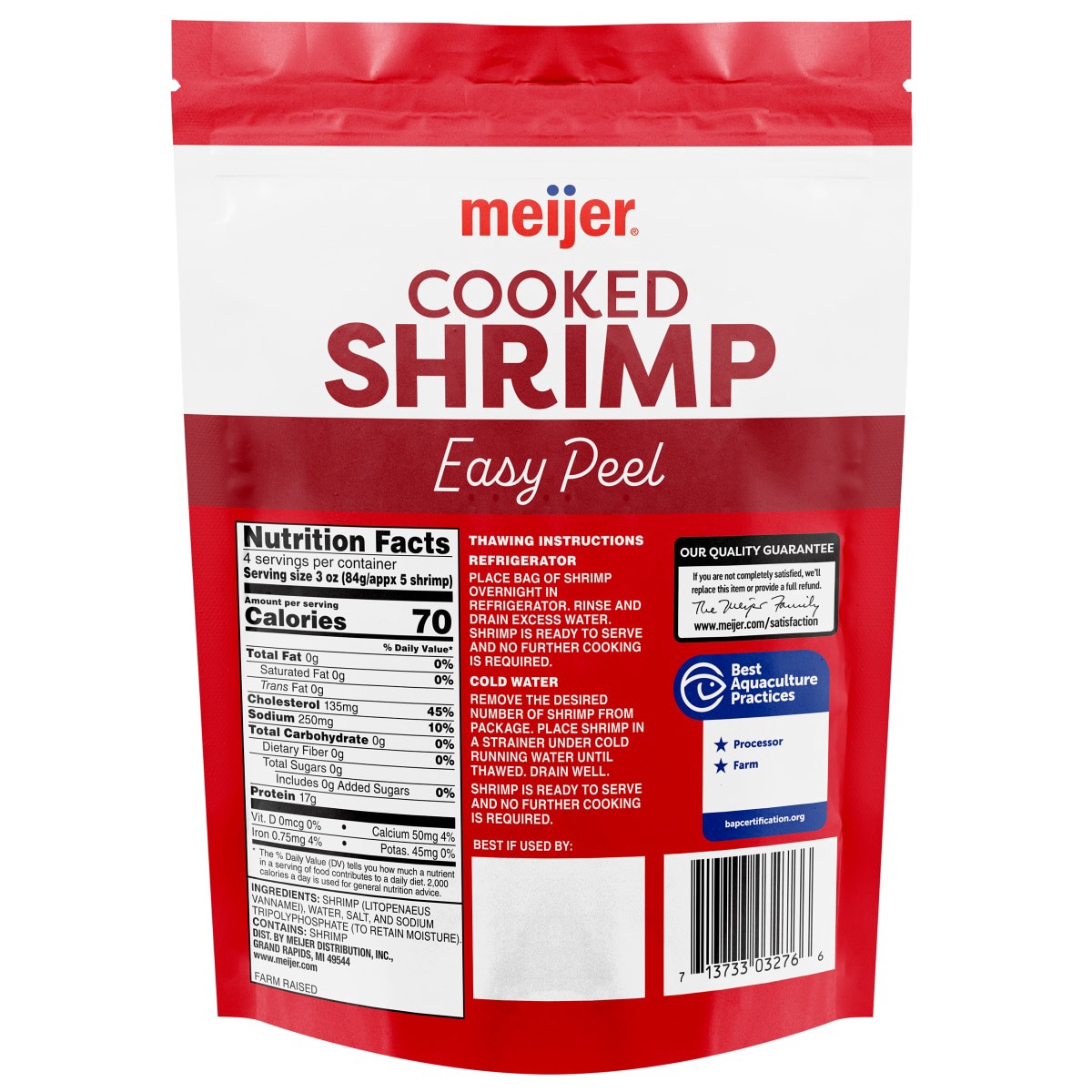 slide 5 of 5, Meijer Cooked Shrimp 26/30 EZ Peel, 12 oz