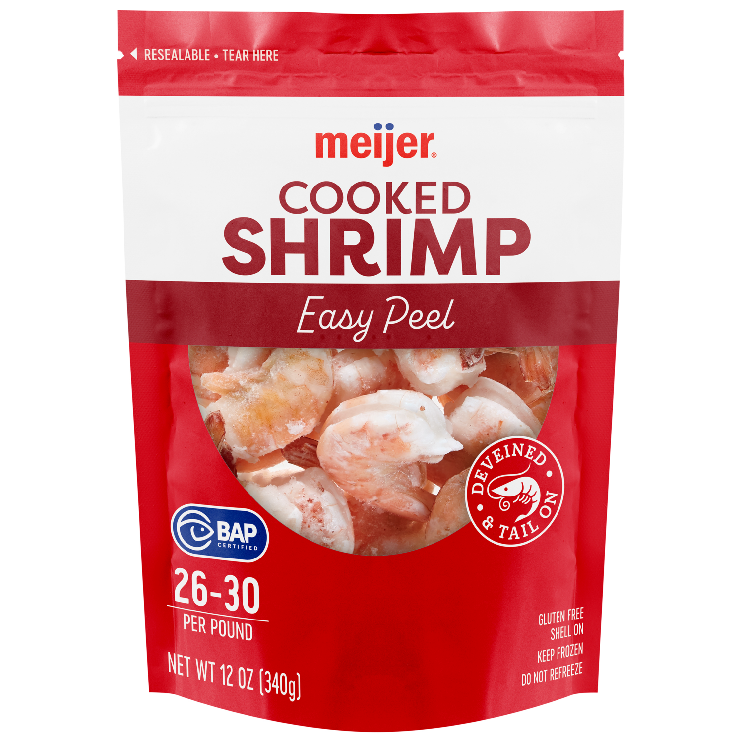 slide 1 of 2, Meijer Cooked Shrimp 26/30 EZ Peel, 12 oz