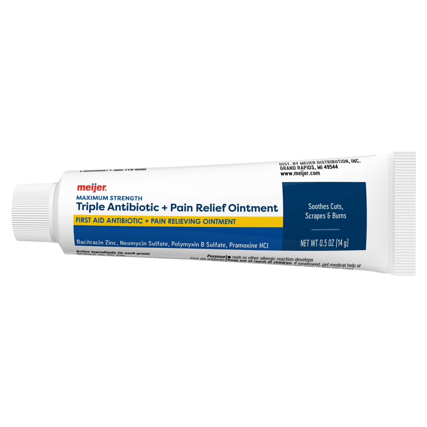 slide 2 of 2, Meijer Maximum Strength Triple Antibiotic + Pain Relief Ointment, 0.5 oz