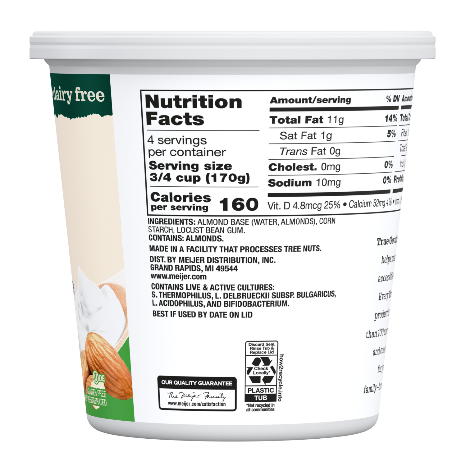 slide 2 of 4, True Goodness Almond Milk Yogurt, Plain, 24 oz