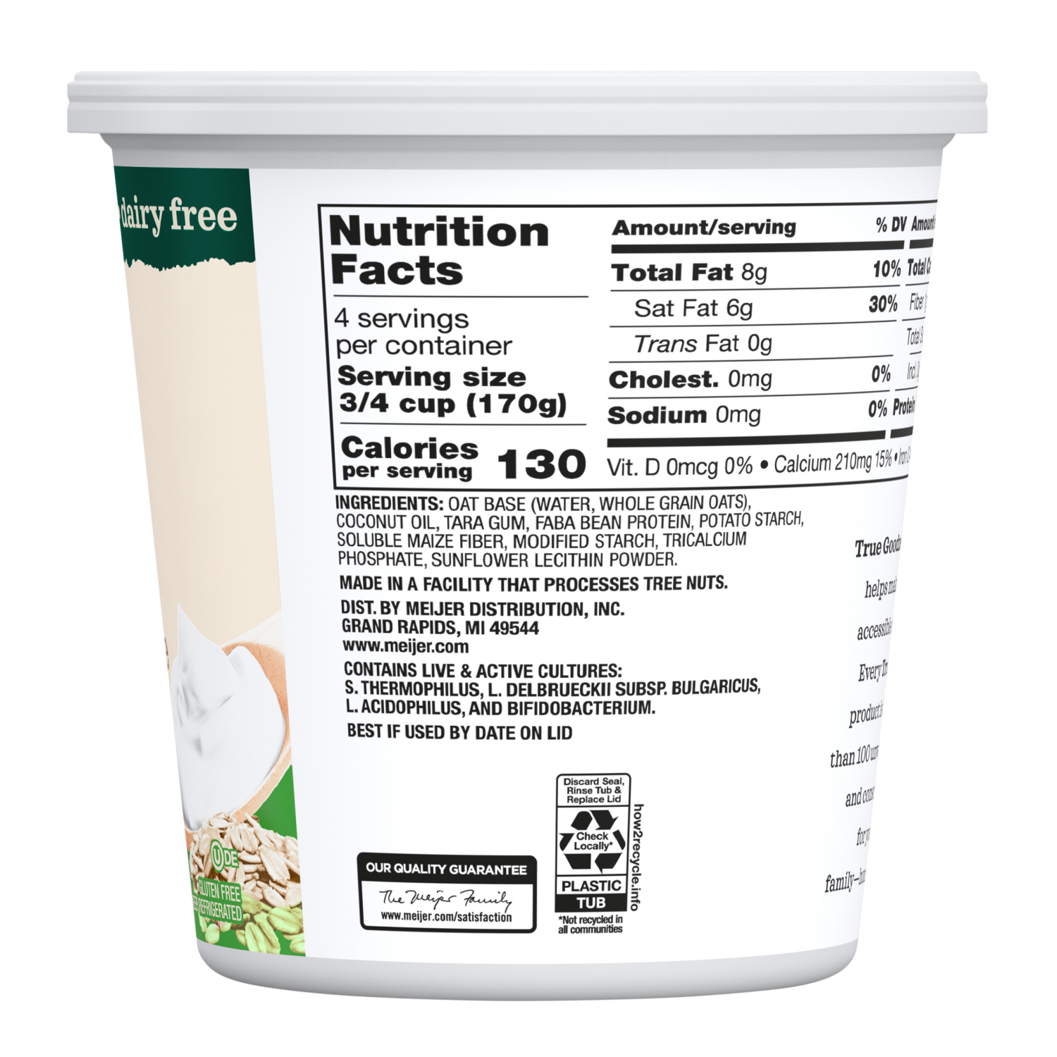 slide 2 of 4, True Goodness Oat Milk Yogurt, Plain, 24 oz