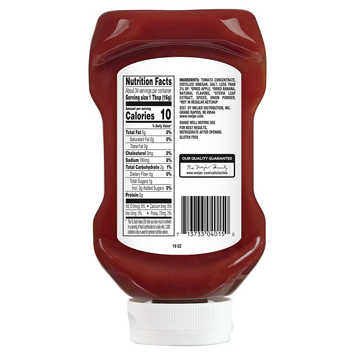 slide 2 of 2, Meijer No Sugar Added Ketchup, 19 oz