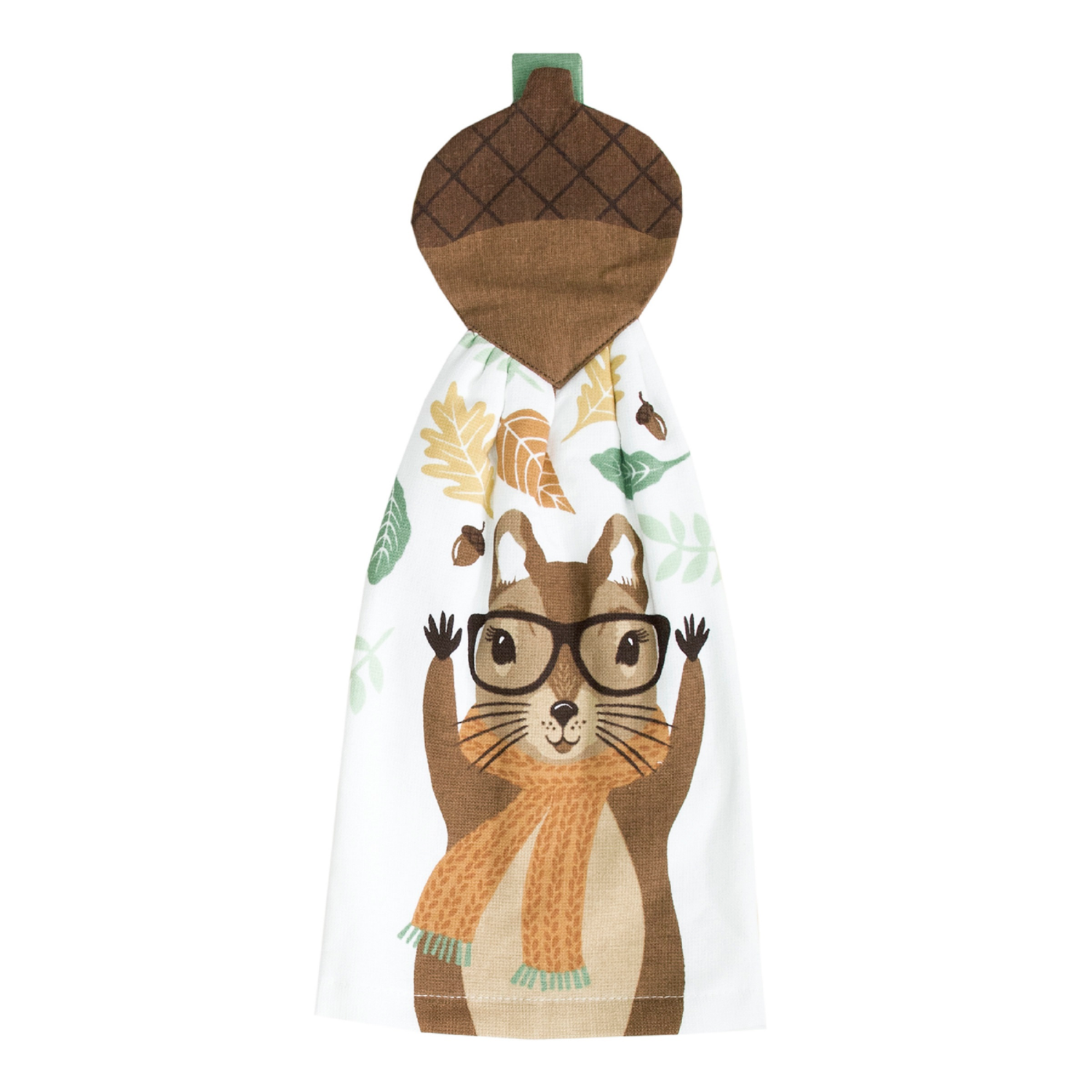 slide 1 of 1, MCS Squirrwl Acorn - Dual Tie Towel w/Attachment, 1 ct