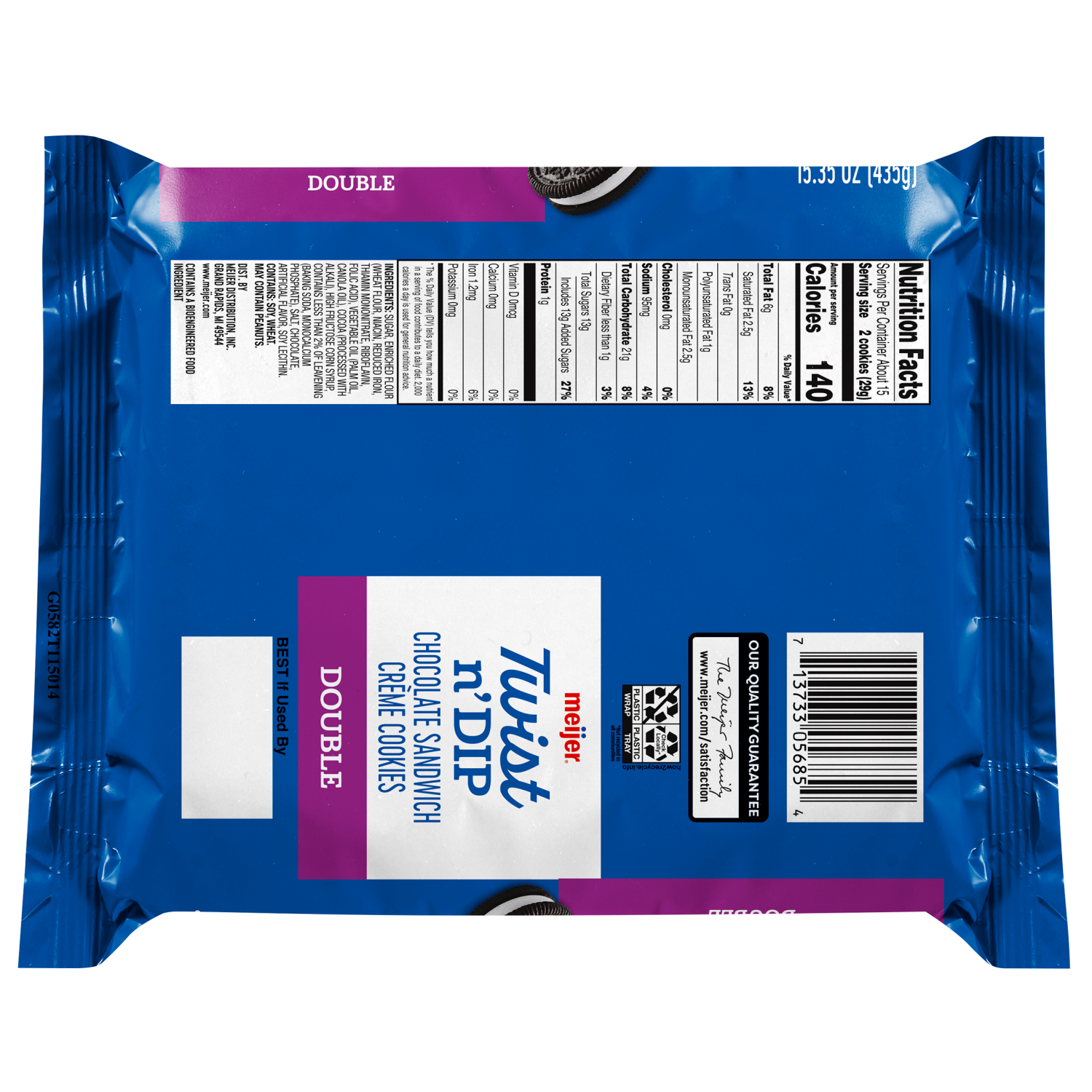 slide 2 of 2, Meijer Double Stuffed Twist n Dip Cookies, 14.3 oz