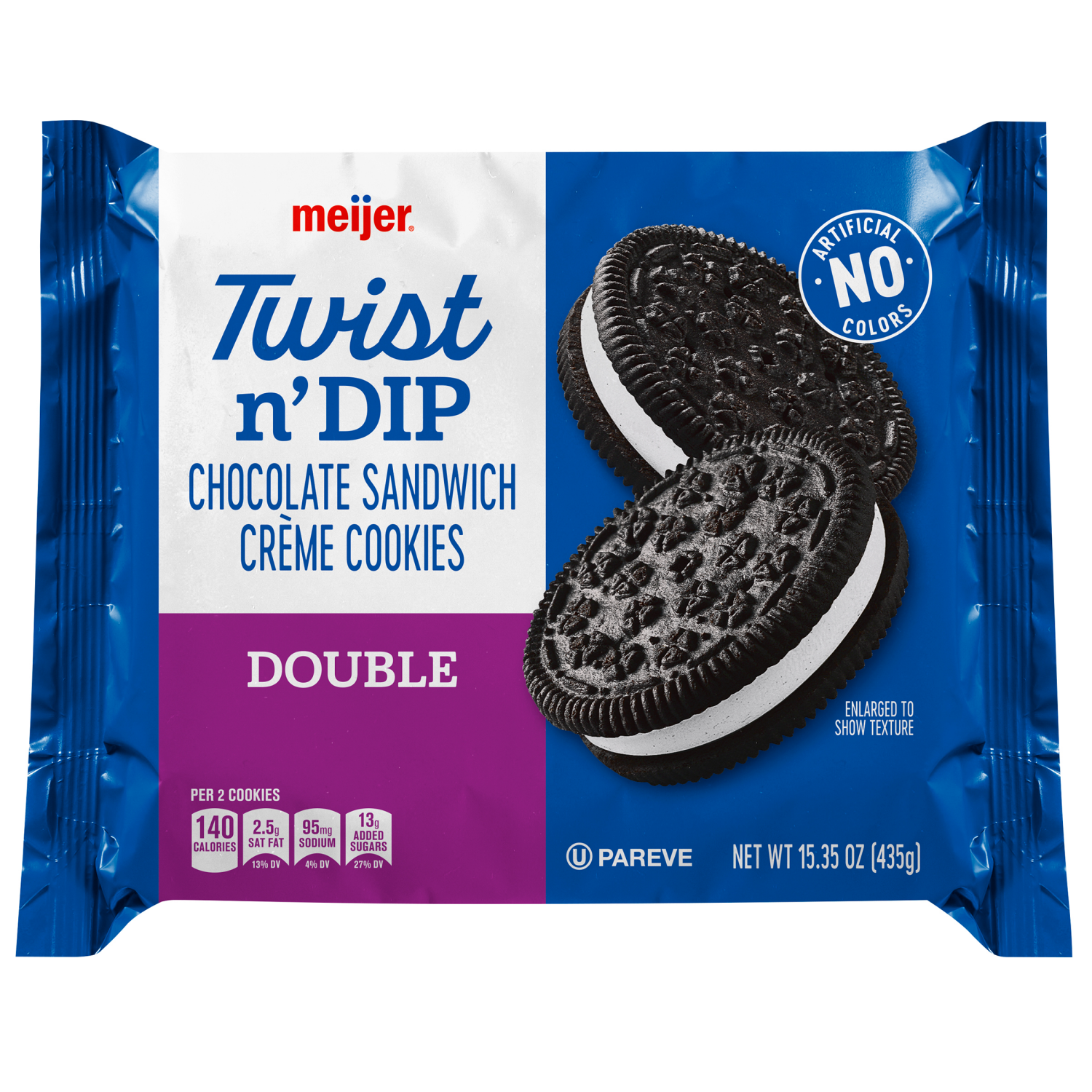 slide 1 of 2, Meijer Double Stuffed Twist n Dip Cookies, 14.3 oz
