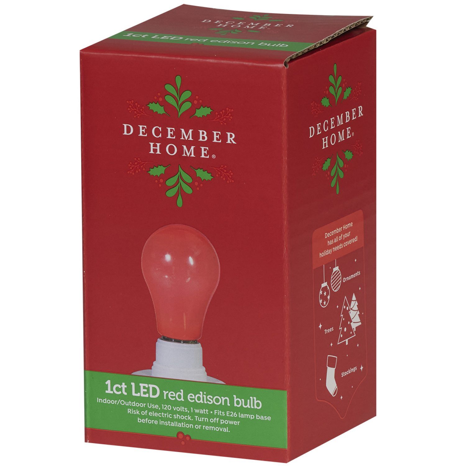 slide 2 of 2, December Home LED Light Bulb, Red, 2.68 in h