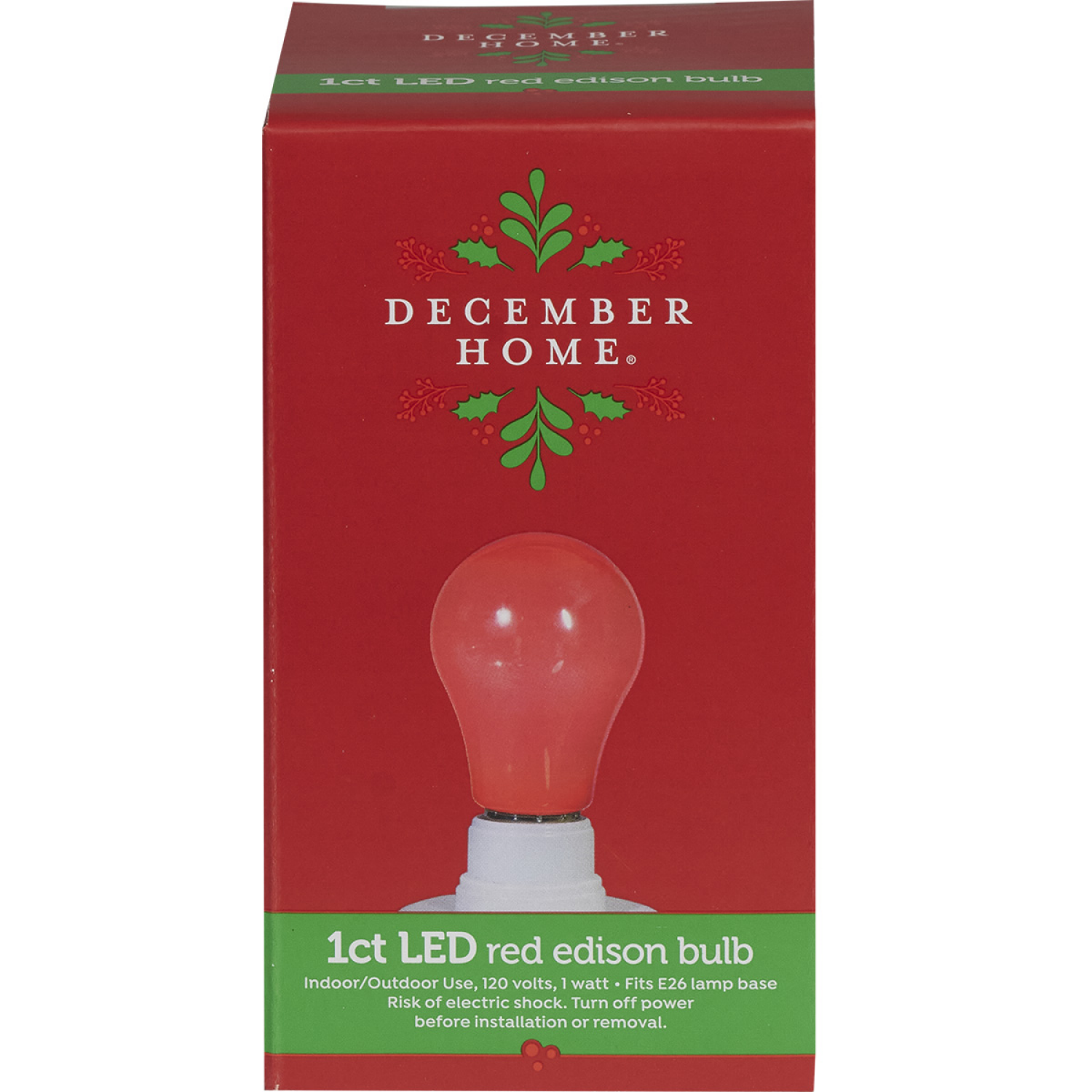 slide 1 of 2, December Home LED Light Bulb, Red, 2.68 in h