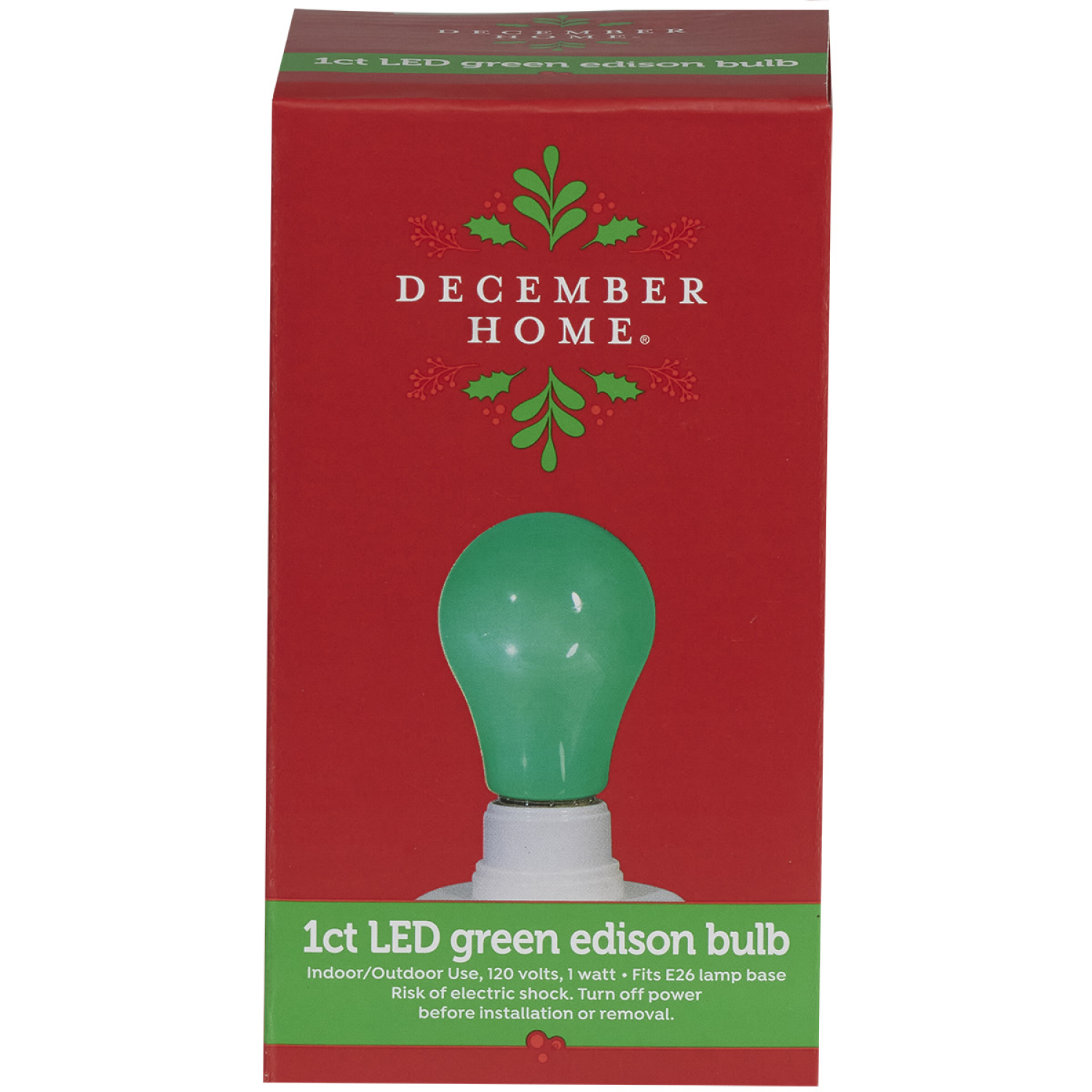 slide 1 of 2, December Home LED Light Bulb, Green, 2.68 in h