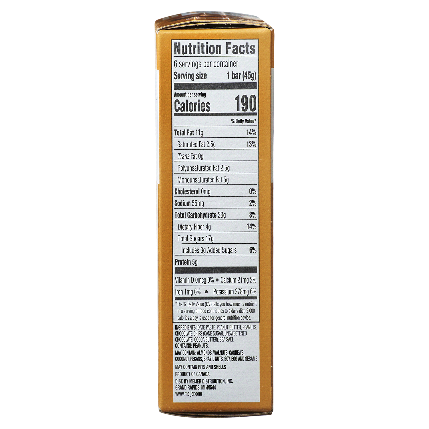 slide 2 of 5, Meijer Date Bar Peanut Choc Chip /, 6 ct; 1.59 oz