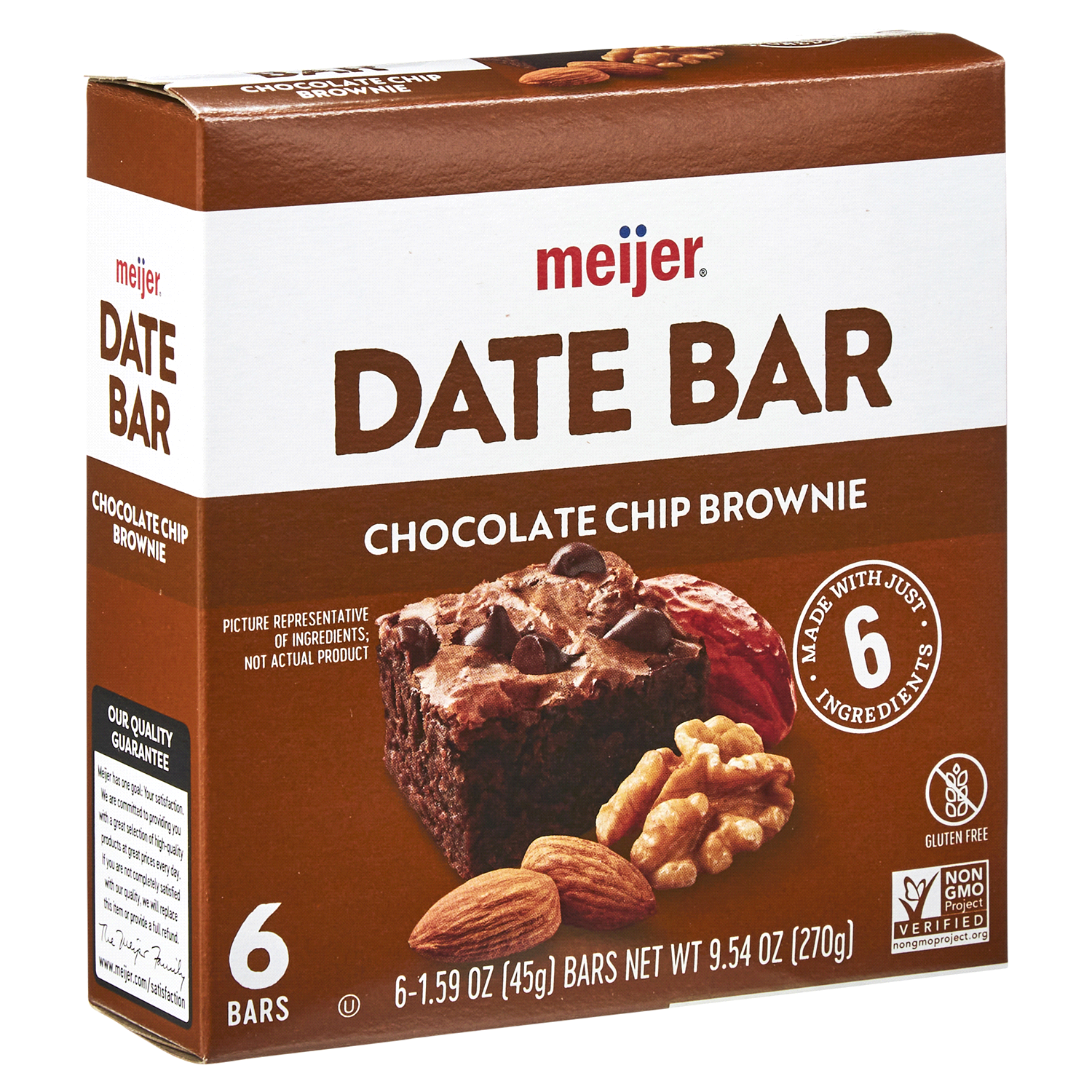slide 4 of 5, Meijer Chewy Date Bar, Chocolate Chip Brownie, 6 ct