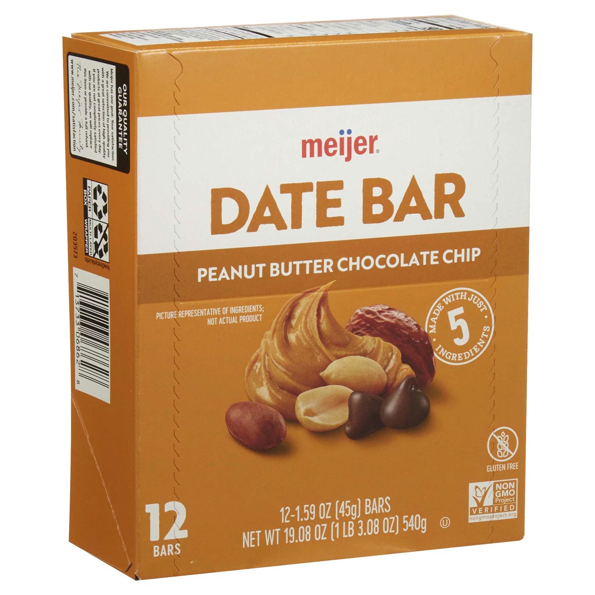 slide 3 of 5, Meijer Date Bar Pnut Btr Choc Chip /, 12 ct, 1.59 oz