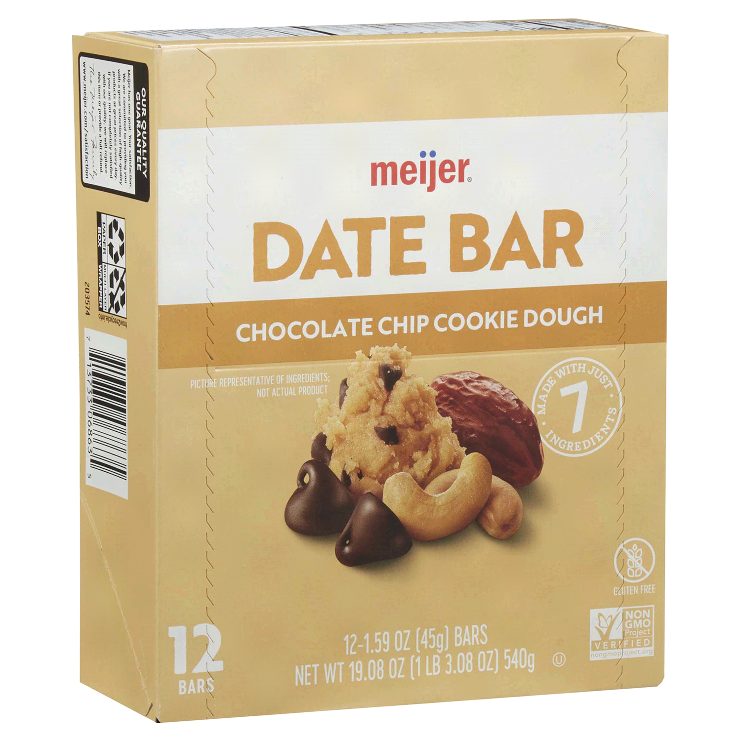 slide 4 of 5, Meijer Date Bar Choc Chip Cookie Dough /, 12 ct
