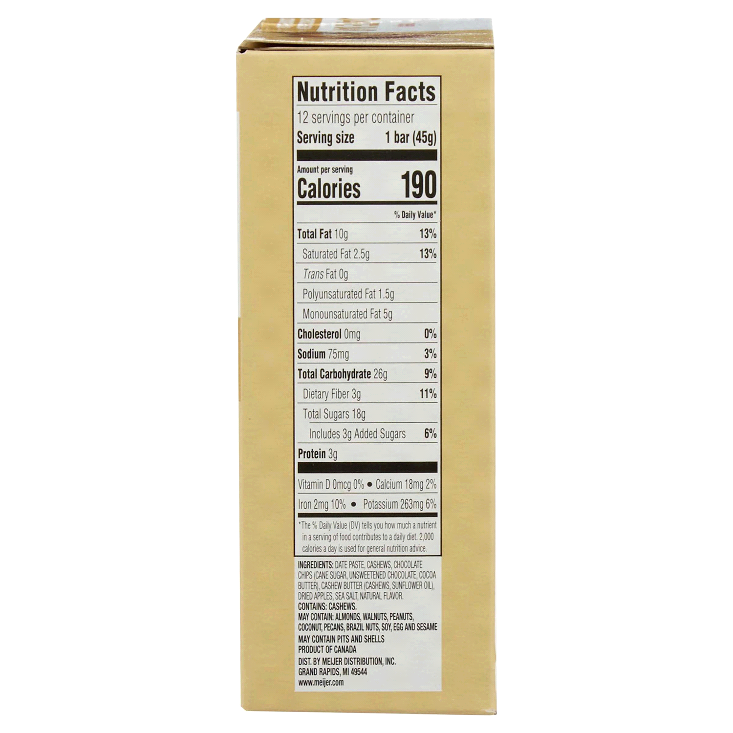 slide 5 of 5, Meijer Date Bar Choc Chip Cookie Dough /, 12 ct