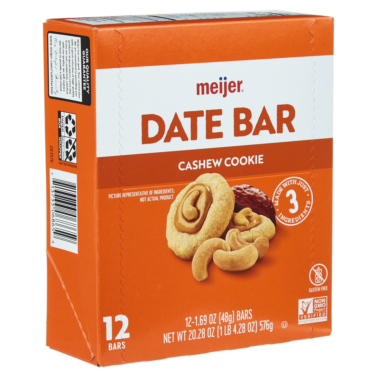 slide 4 of 5, Meijer Chewy Date Bar, Cashew Cookie, 12 ct