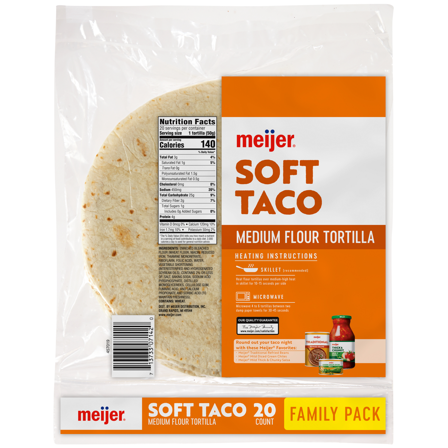 slide 2 of 2, Meijer Soft Taco Flour Tortillas, 20 ct
