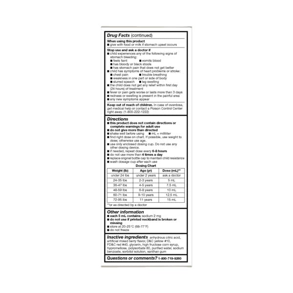 slide 21 of 21, Meijer Children's Ibuprofen Oral Suspension per, Berry Flavor, 100 mg, 5 ml, 2 x 8 oz