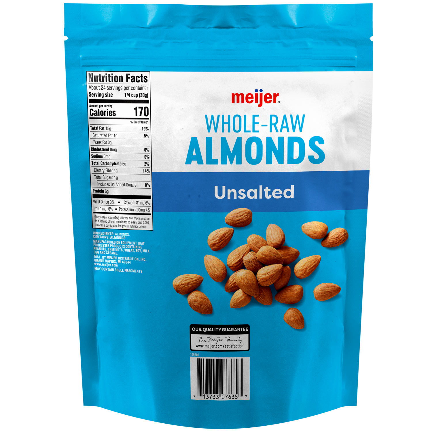 slide 2 of 2, Meijer Whole Raw Almonds, 25 OZ, 25 oz