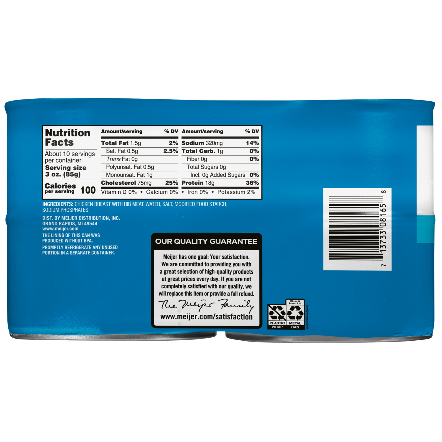 slide 2 of 3, MEIJER CHUNK CHICKEN IN WATER 4 PK/12.5 OZ, 4 ct; 12.5 oz