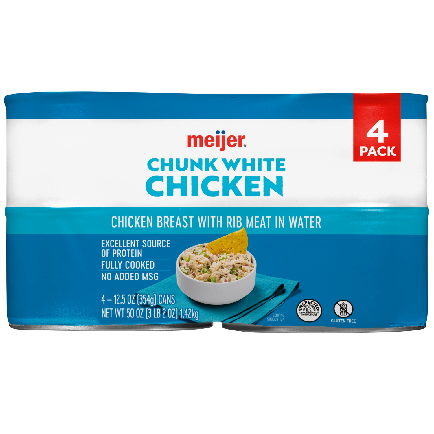 slide 1 of 3, MEIJER CHUNK CHICKEN IN WATER 4 PK/12.5 OZ, 4 ct; 12.5 oz