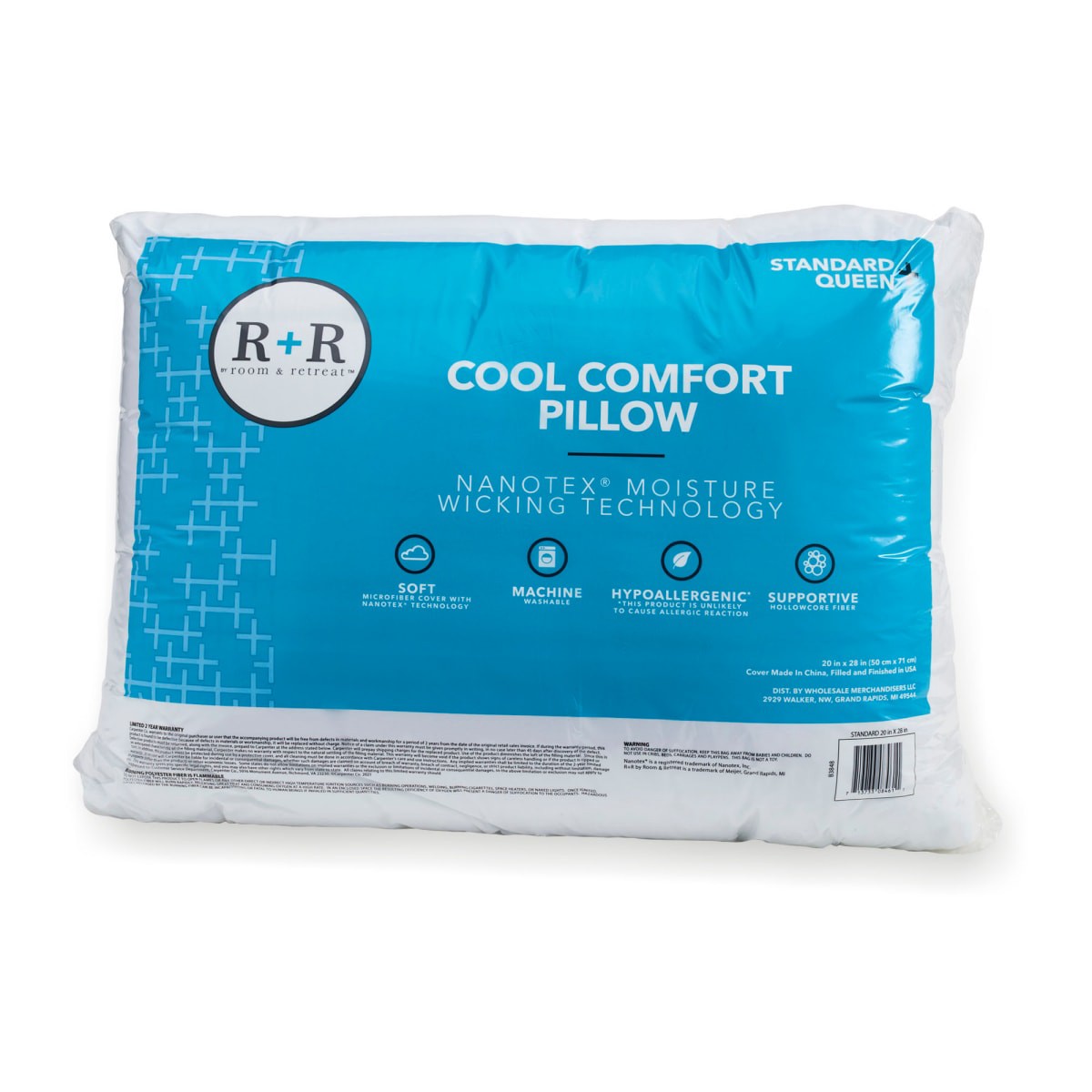 slide 1 of 9, R+R Cool Comfort Pillow, Standard/Queen, standard