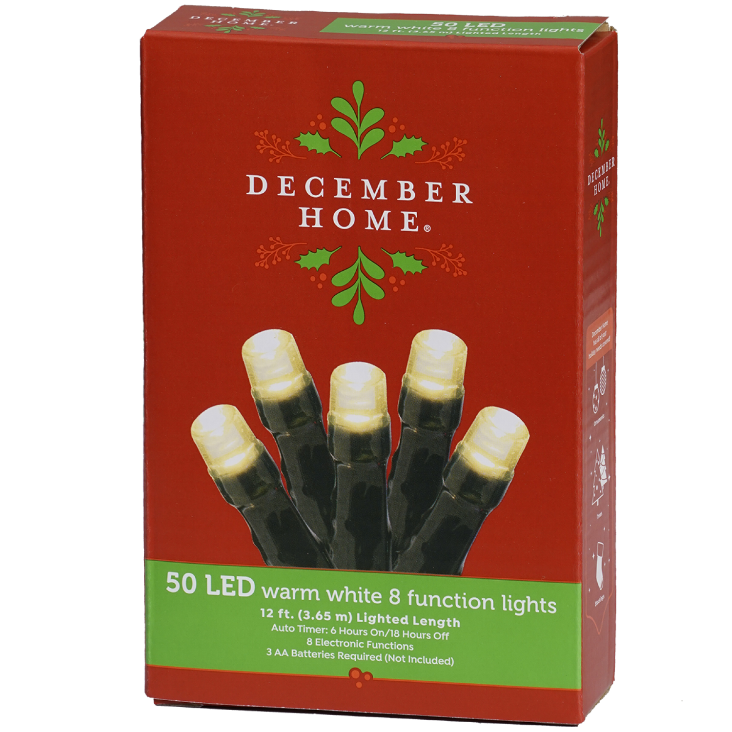 slide 2 of 2, December Home Battery Operated 8-Function LED Warm White Lights, 50 ct